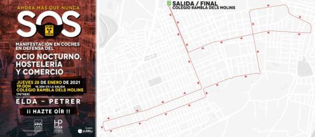 Itinerario de la manifestación en coches