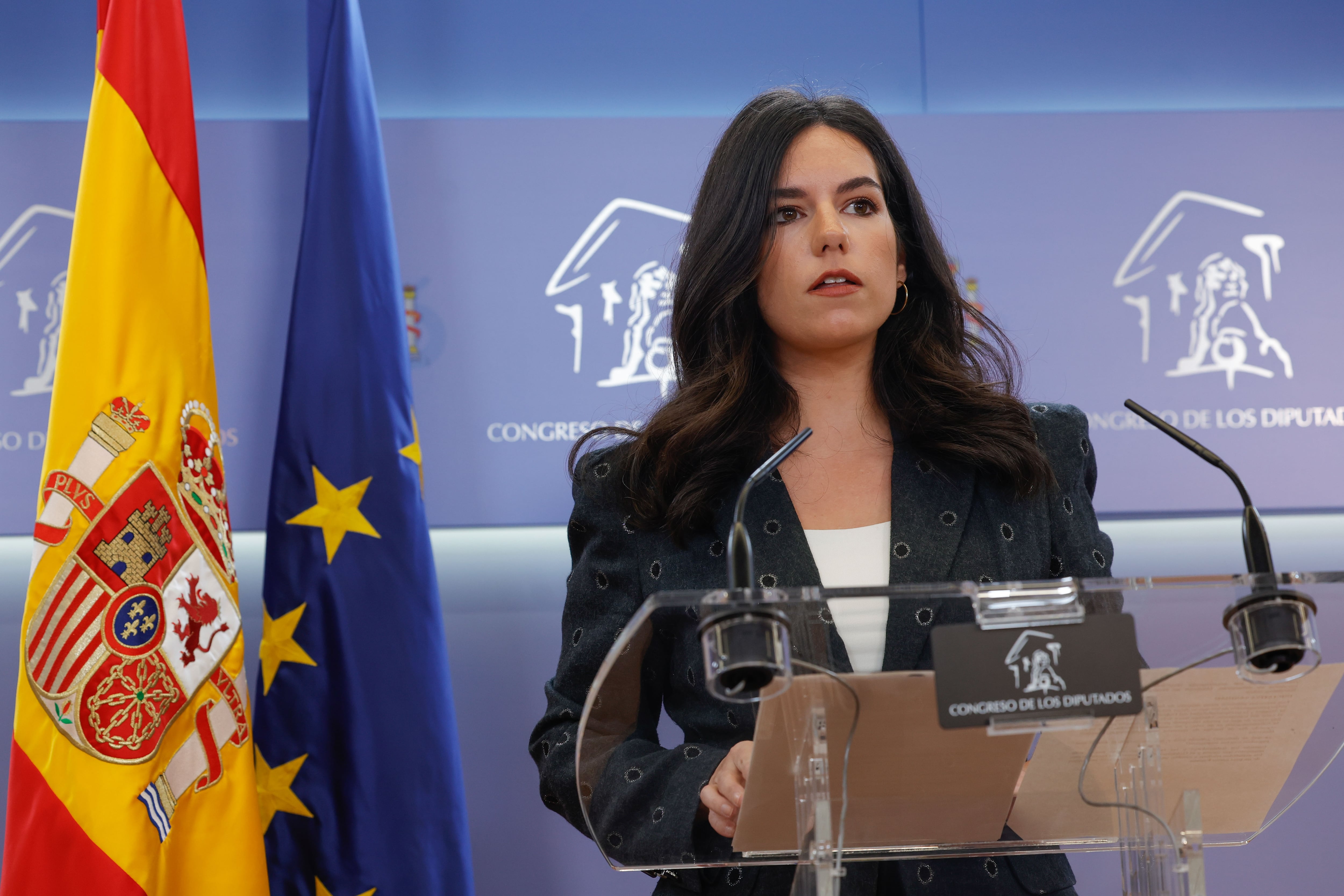 La portavoz de VOX en el Congreso, Pepa Millán, ofrece una rueda de prensa, este martes