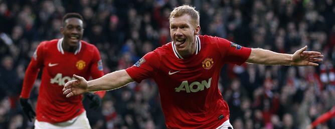 Scholes celebra su gol ante el Bolton