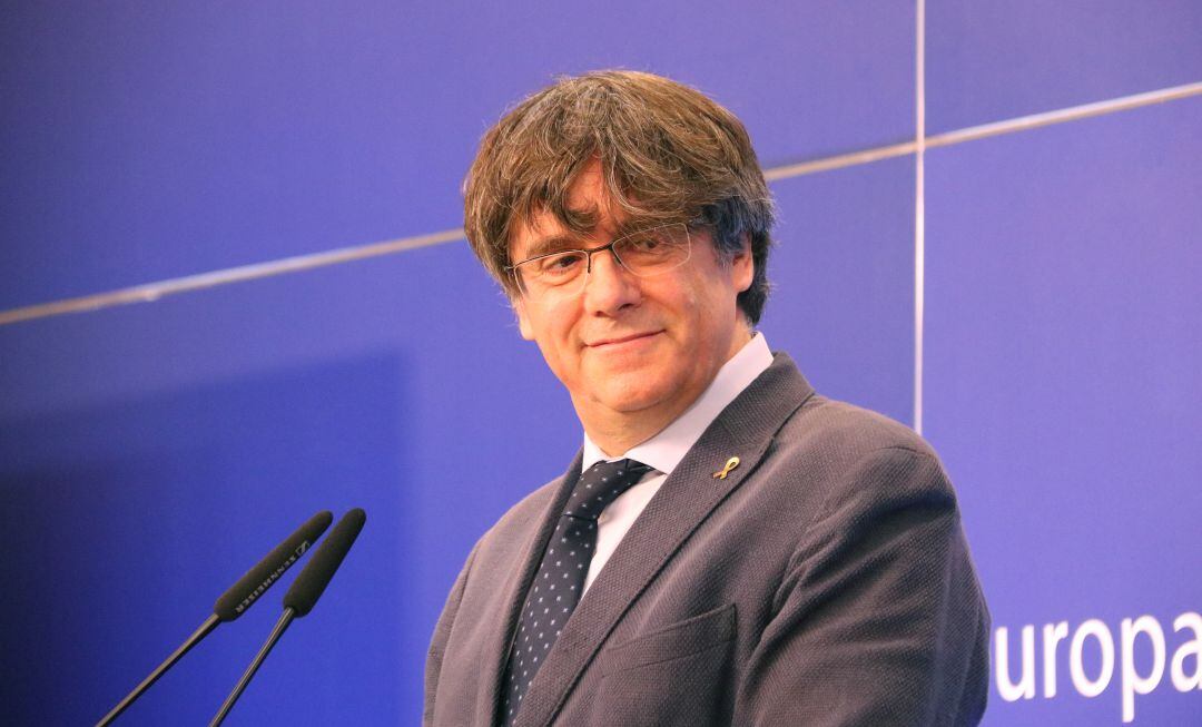 Carles Puigdemont en una rueda de prensa en Bruselas el pasado 24 de febrero