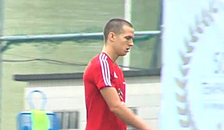 Señé durante un entrenamiento con le Celta