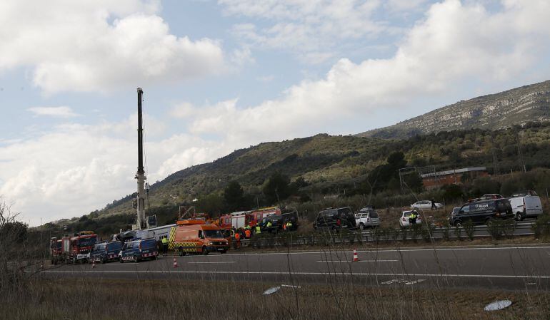 Imatge de la recta on hi hagut l'accident a l'AP-7 a Freginals