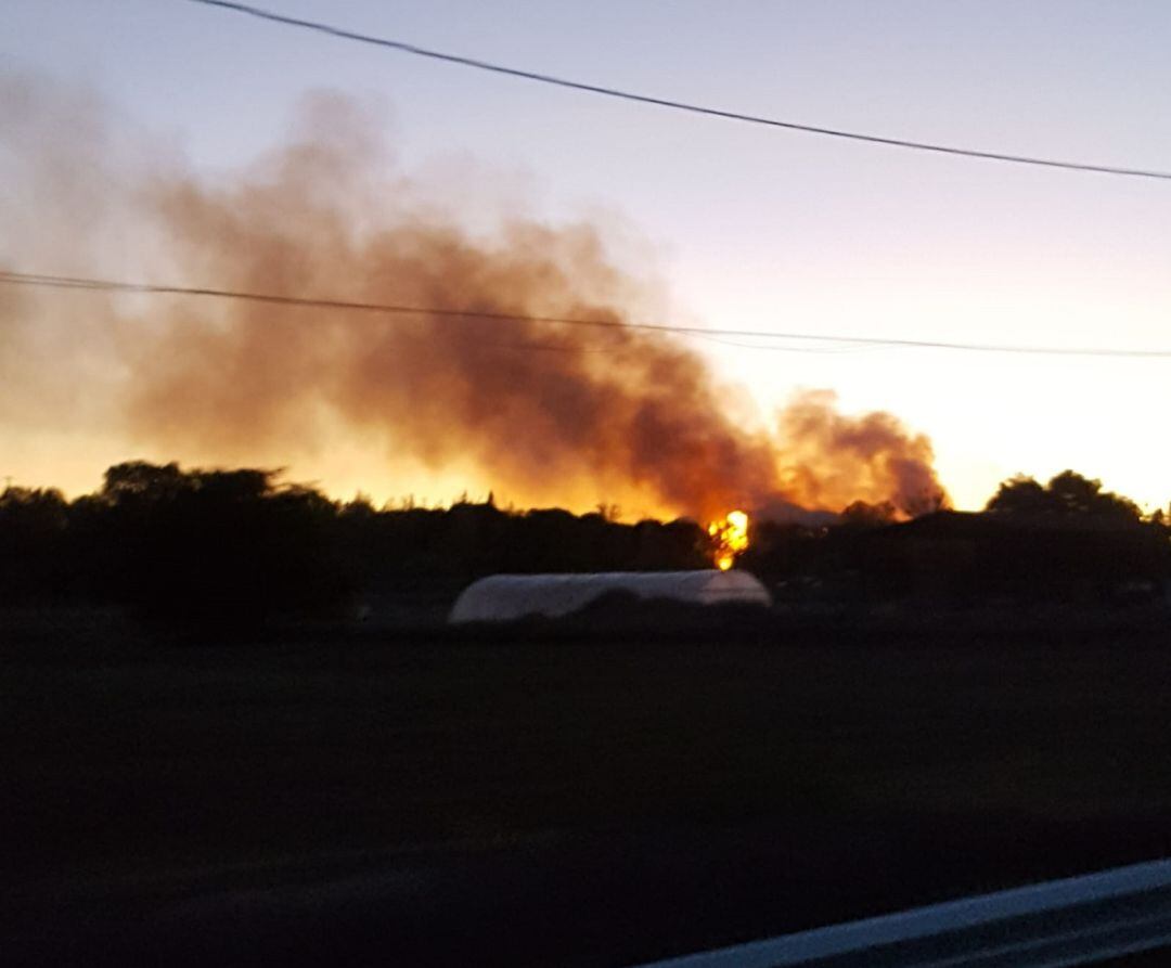 Incendio en la carretera de Villamuriel