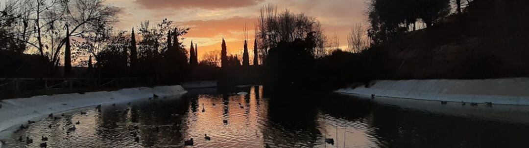 Lago artificial en el parque de las Tres Culturas 