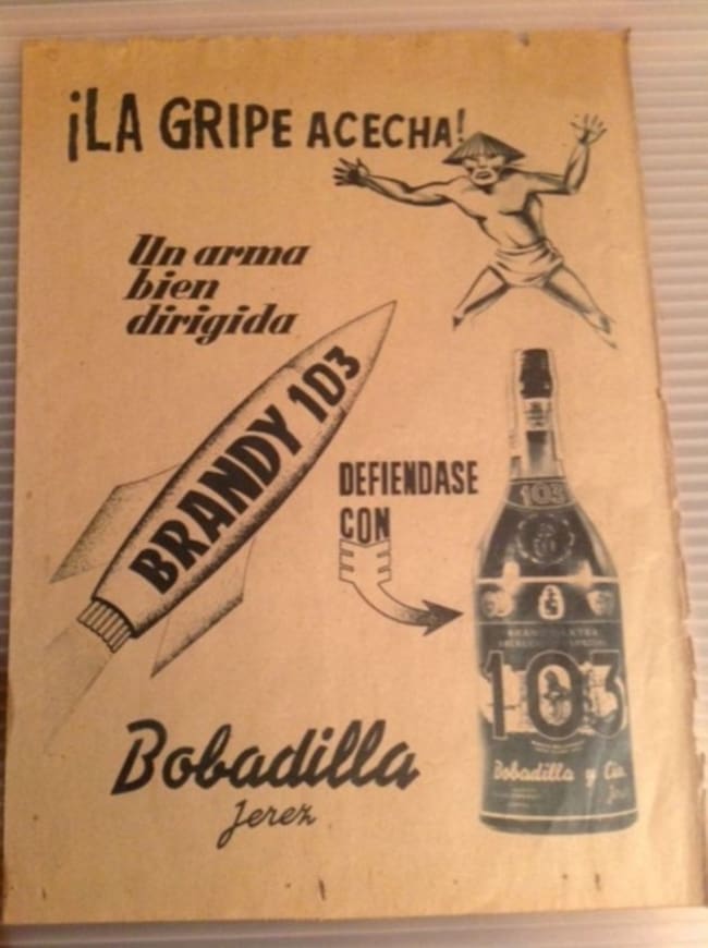 Auncio de brandy 103 contra la gripe