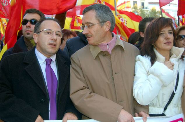 El presidente de la AVT, Francisco José Alcaráz, en la última manifestación de Madrid