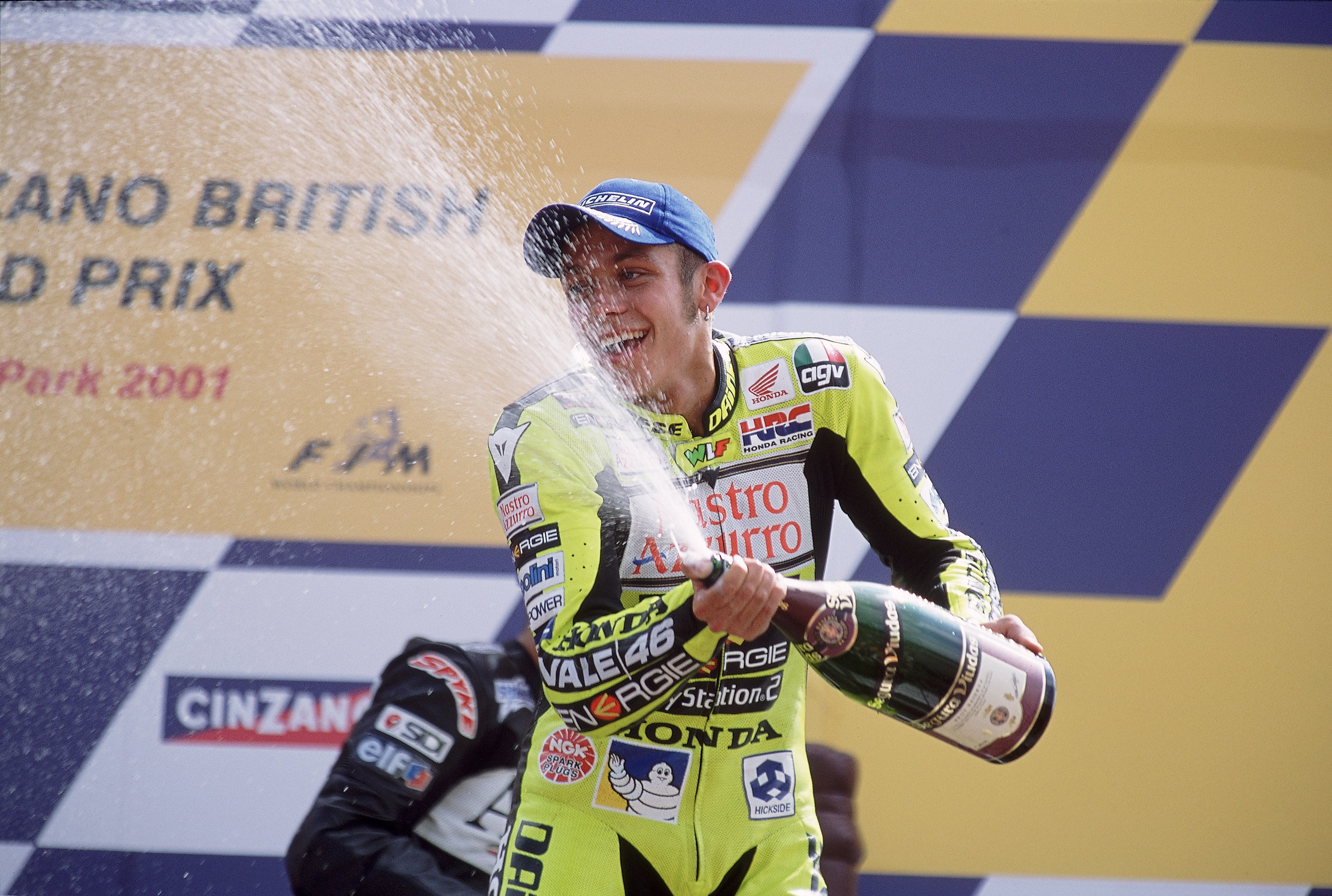 Valentino Rossi en 2001 con el equipo Nastro Azzurro Honda