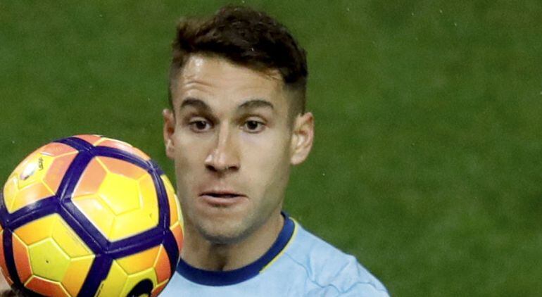 Hugo Mallo durante su partido ante el Atlético de Madrid