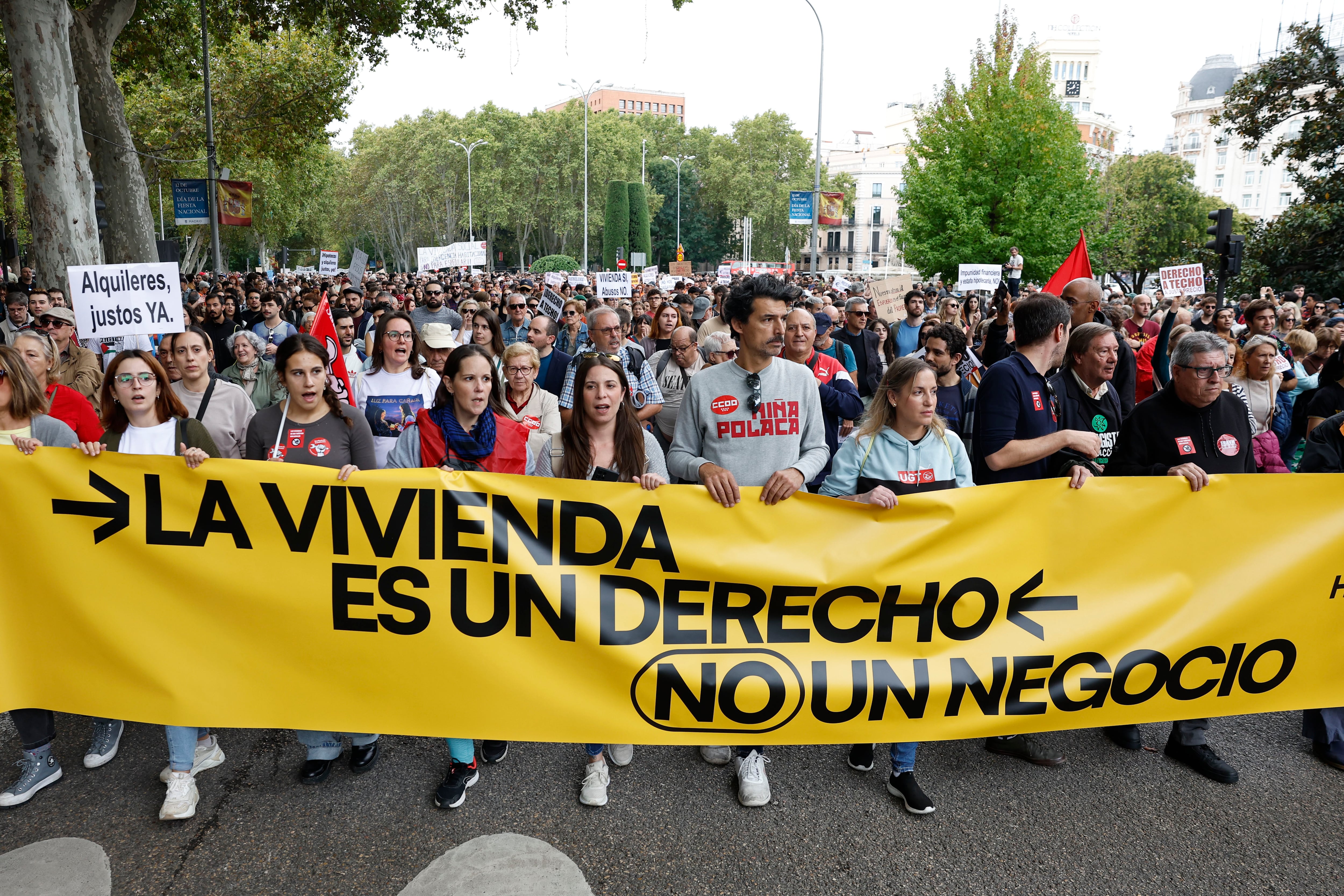 Manifestación bajo el lema &#039;Se acabó. Bajaremos los alquileres&#039; en Madrid en reclamo de medidas eficientes que ayuden a contener el precio de la vivienda en alquiler.