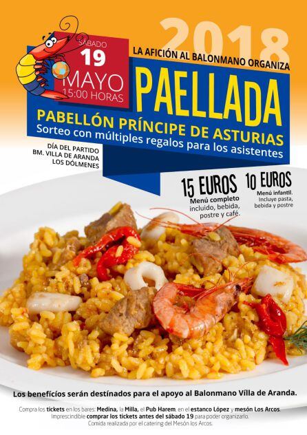 Cartel de la tradicional paellada fin de temporada de las peñas del club amarillo.