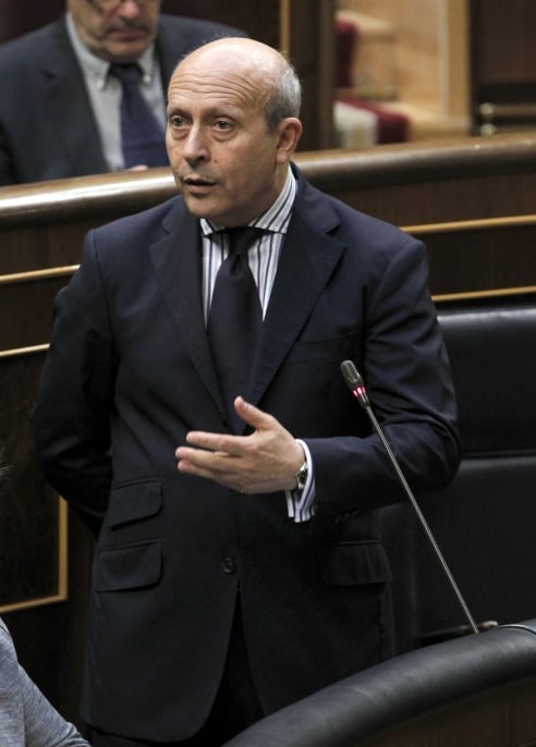 El ministro de Educación, José Ignacio Wert, durante su intervención en la última sesión de control al Gobierno en el Congreso de los Diputados