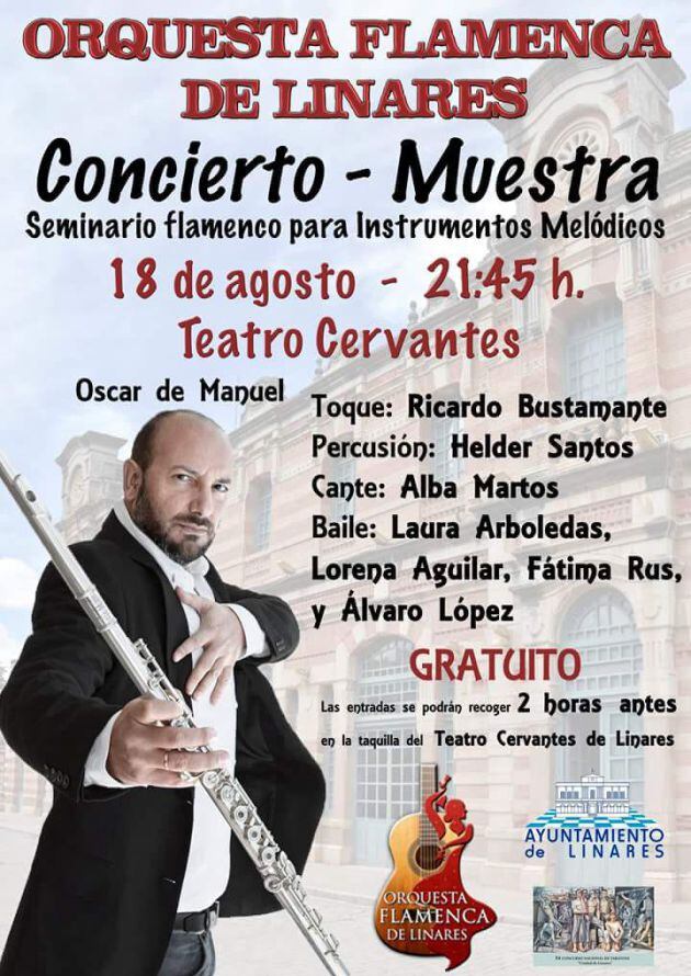 Cartel del evento programado por la Orquesta Flamenca de Linares.