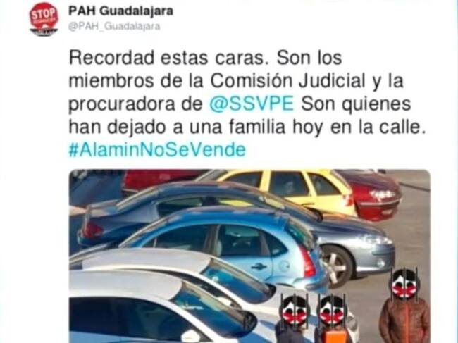Tuit origen de la denuncia, ya con los rostros tapados
