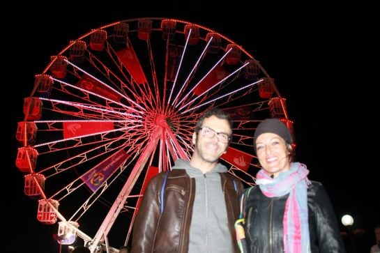 Marcos y Sandra, con la noria del Rock in Rio Lisboa de fondo