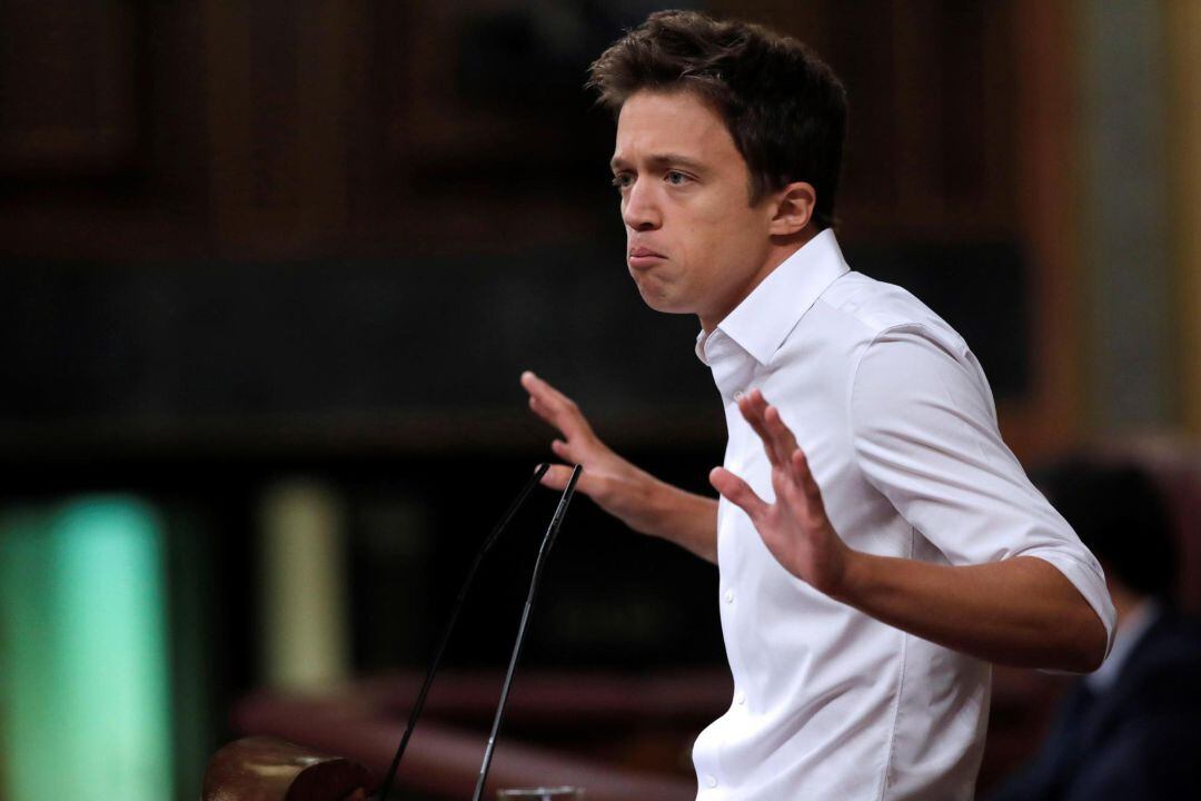 El líder de Más País, Iñigo Errejón, durante su intervención en el pleno del Congreso celebrado este jueves.