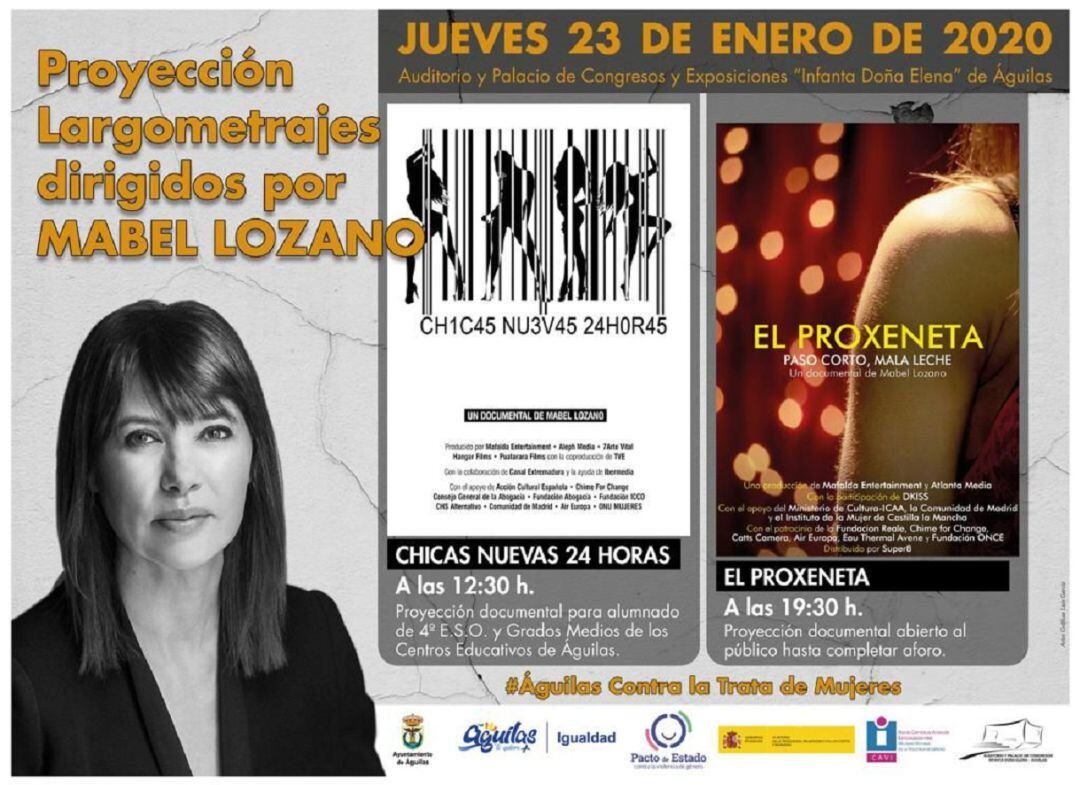 Cartel de la proyección de los documentales de Mabel Lozano.