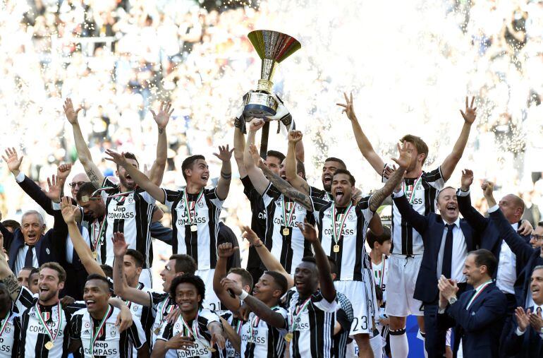 La Juve celebrando el título de Serie A
