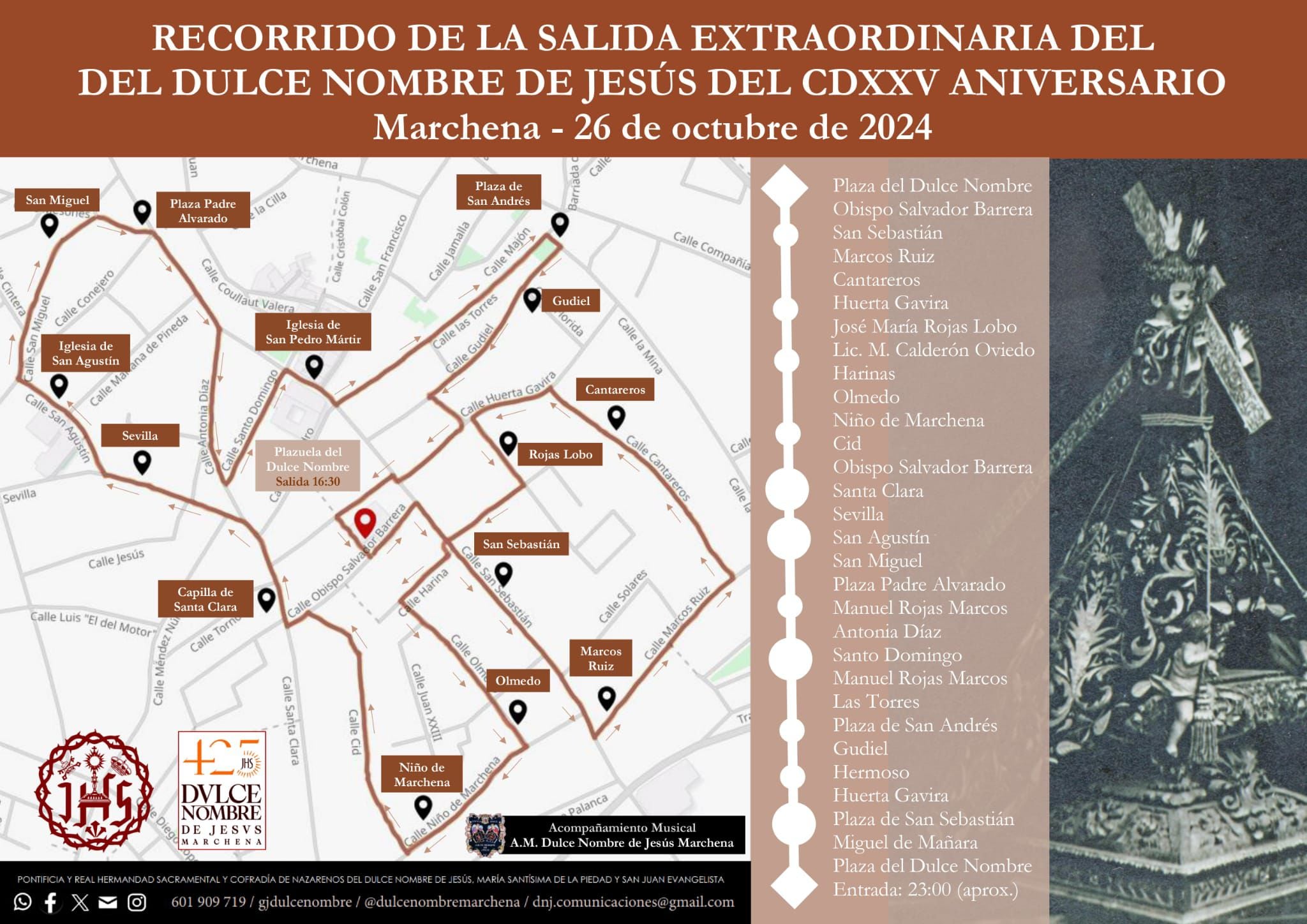 Recorrido del Dulce Nombre de Jesús de Marchena en su salida extraordinaria de este sábado