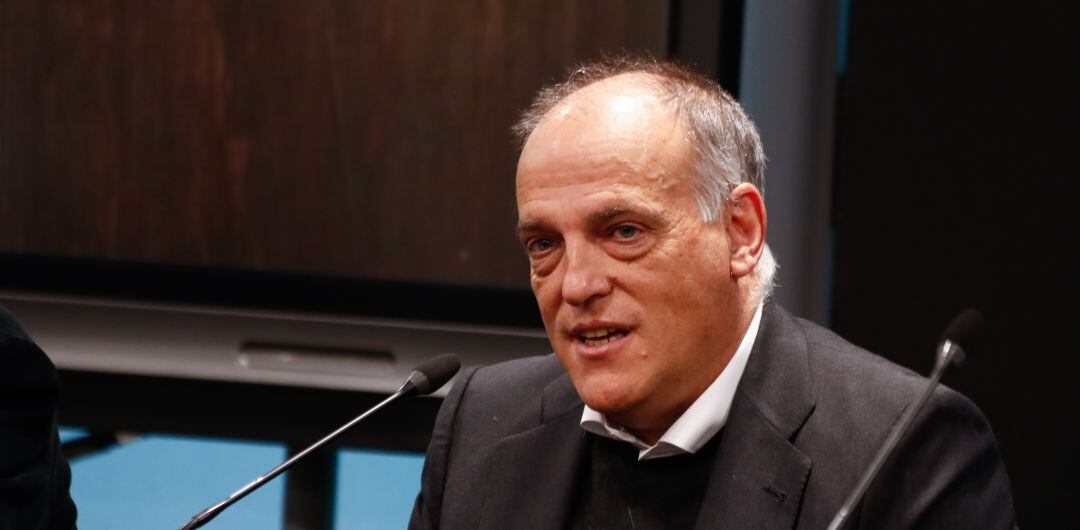 Javier Tebas, durante un acto oficial