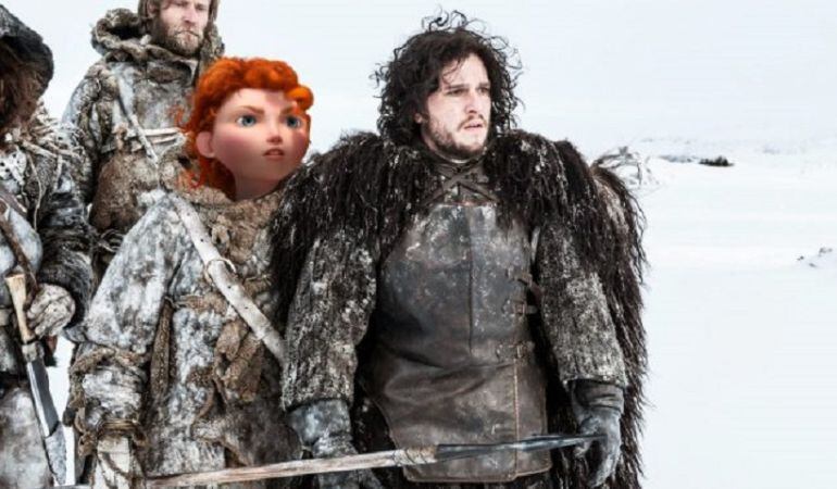 Merida de la película Brave se convierte en Ygritte de &#039;Juego de tronos&#039; en una escena junto a Jon Nieve.