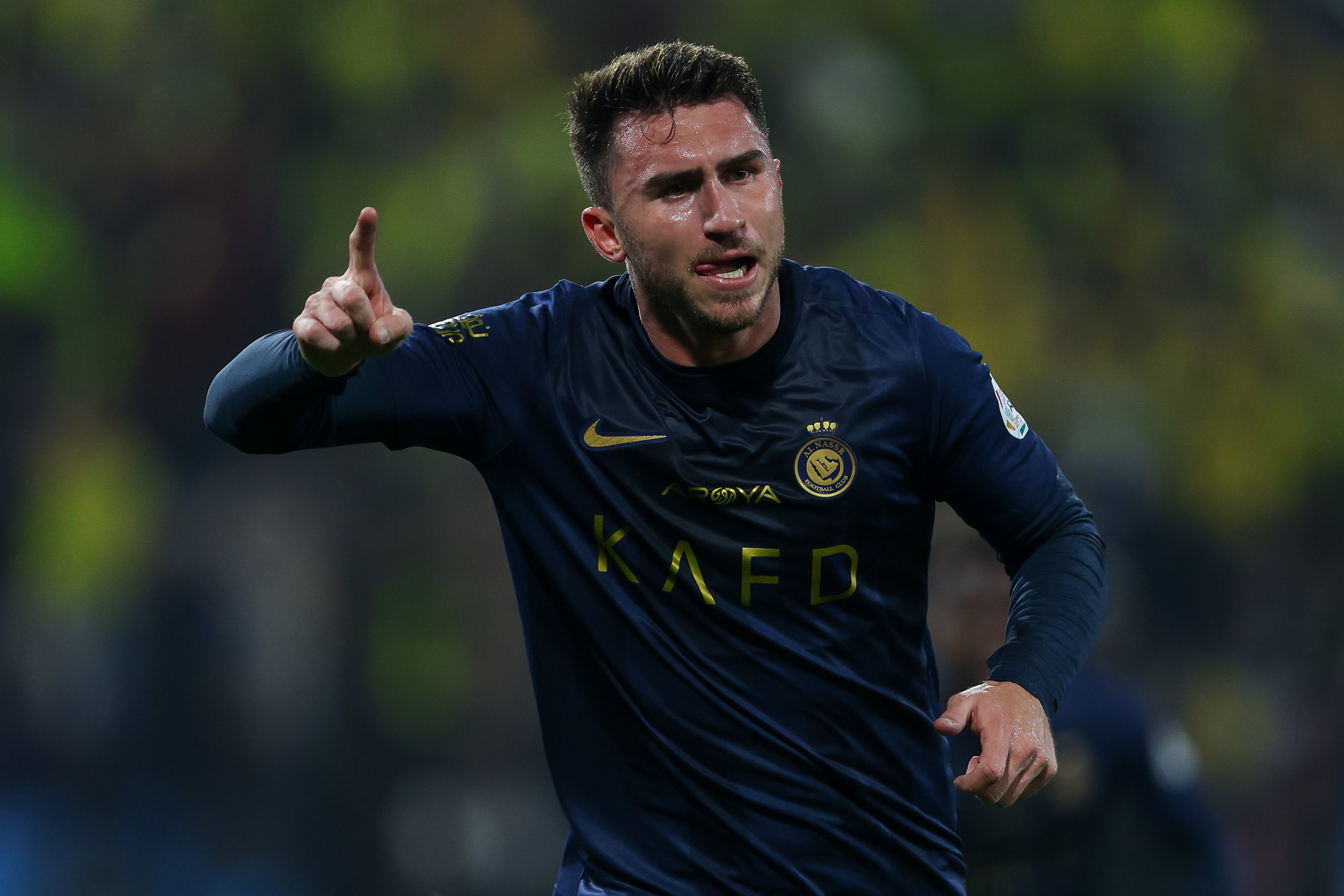 Laporte celebra su gol contra el Al-Taawoun en la Saudi Pro League el pasado diciembre. (Photo by Yasser Bakhsh/Getty Images)