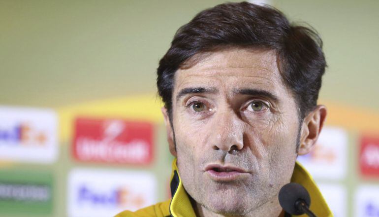 ZEN002 MINSK (BIELORRUSIA), 04/11/2015.- El entrenador del Villarreal, Marcelino Garc&amp;amp;amp;iacute;a Toral durante la rueda de prensa en Minsk, Bielorrusia hoy 4 de noviembre de 2015 en donde ma&amp;amp;amp;ntilde;ana se enfrentar&amp;amp;amp;aacute; al Dinamo de Minsk en el partido de fase de grupos de la Liga Europa. EFE/Tatyana Zenkovich