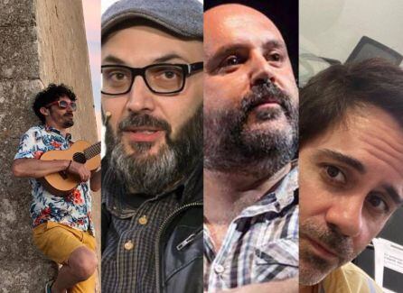 De izquierda a derecha: Fran Ropero (Músico); Miguel Ángel Hernández (Escritor); Félix Albo (Narrador oral); Ángel Cruz (director Filmoteca)