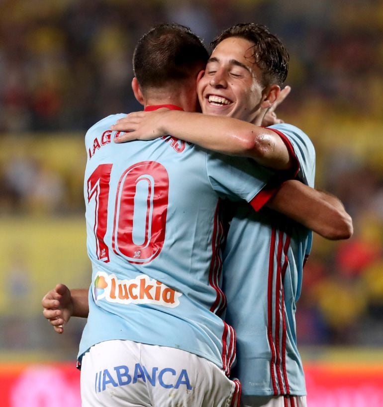 Emre Mor celebra el gol marcado ante Las Palmas