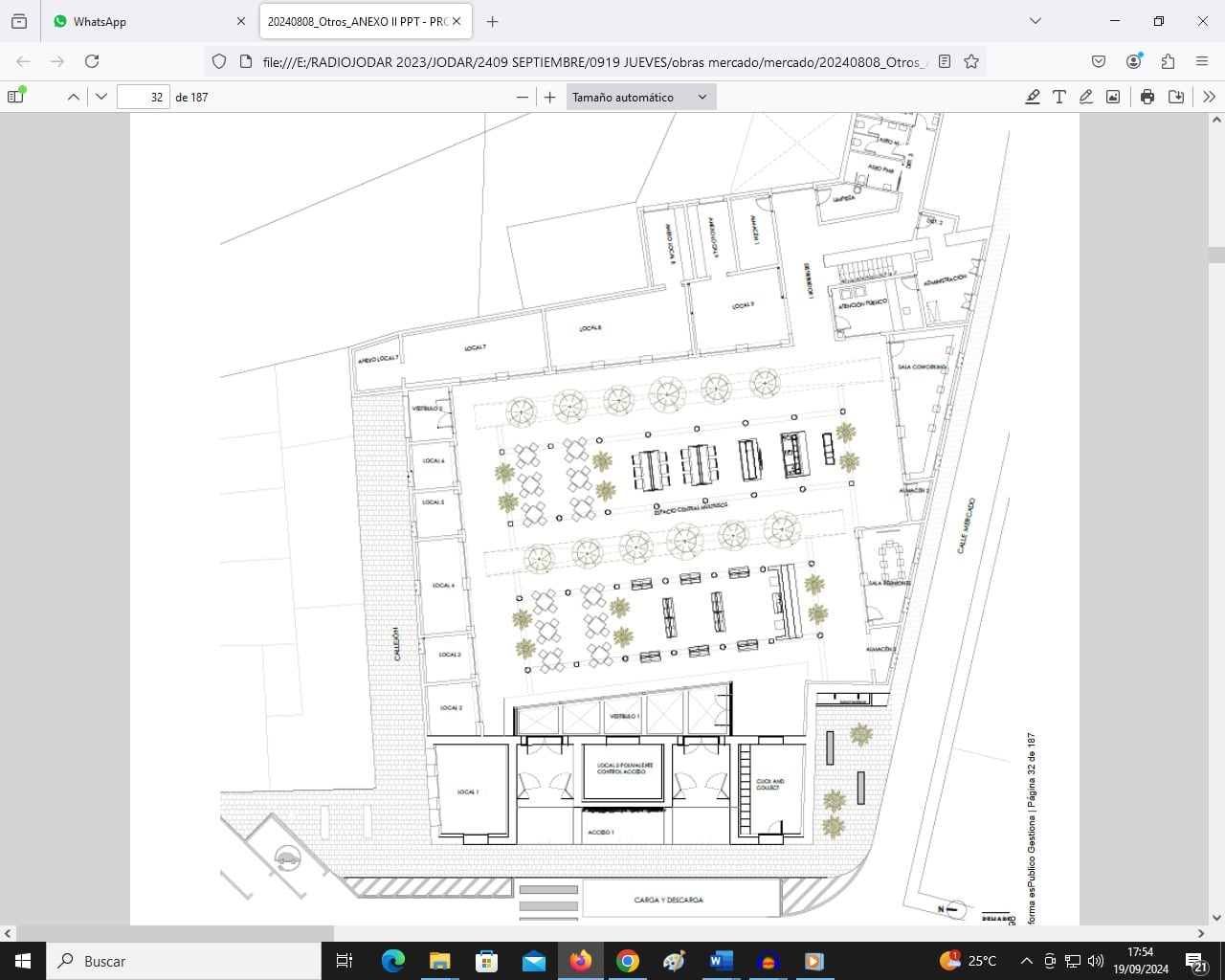 Plano de las nuevas instalaciones del Mercado de Abastos de Jódar