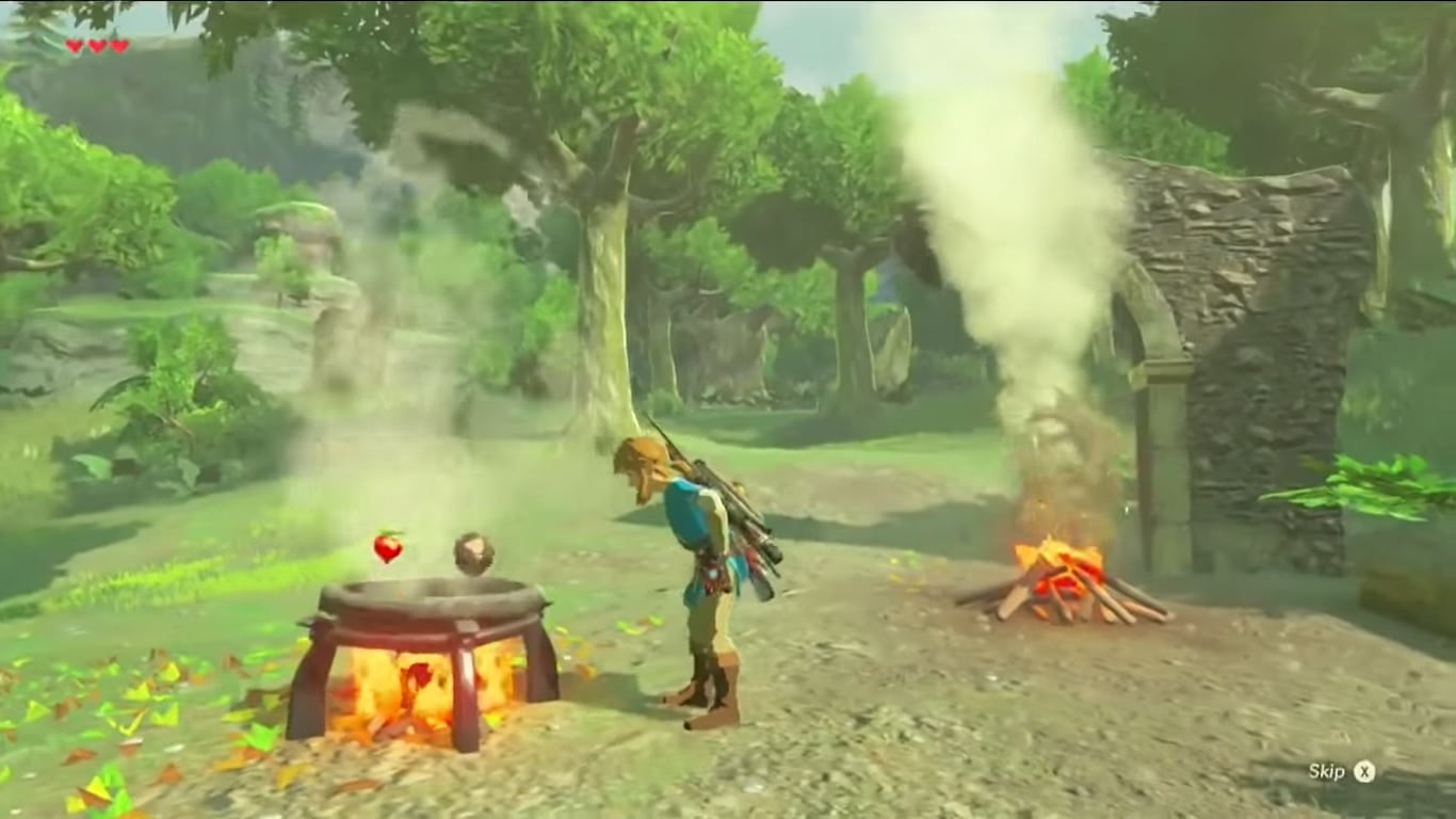 Link cocinando en Zelda Breath of the Wild