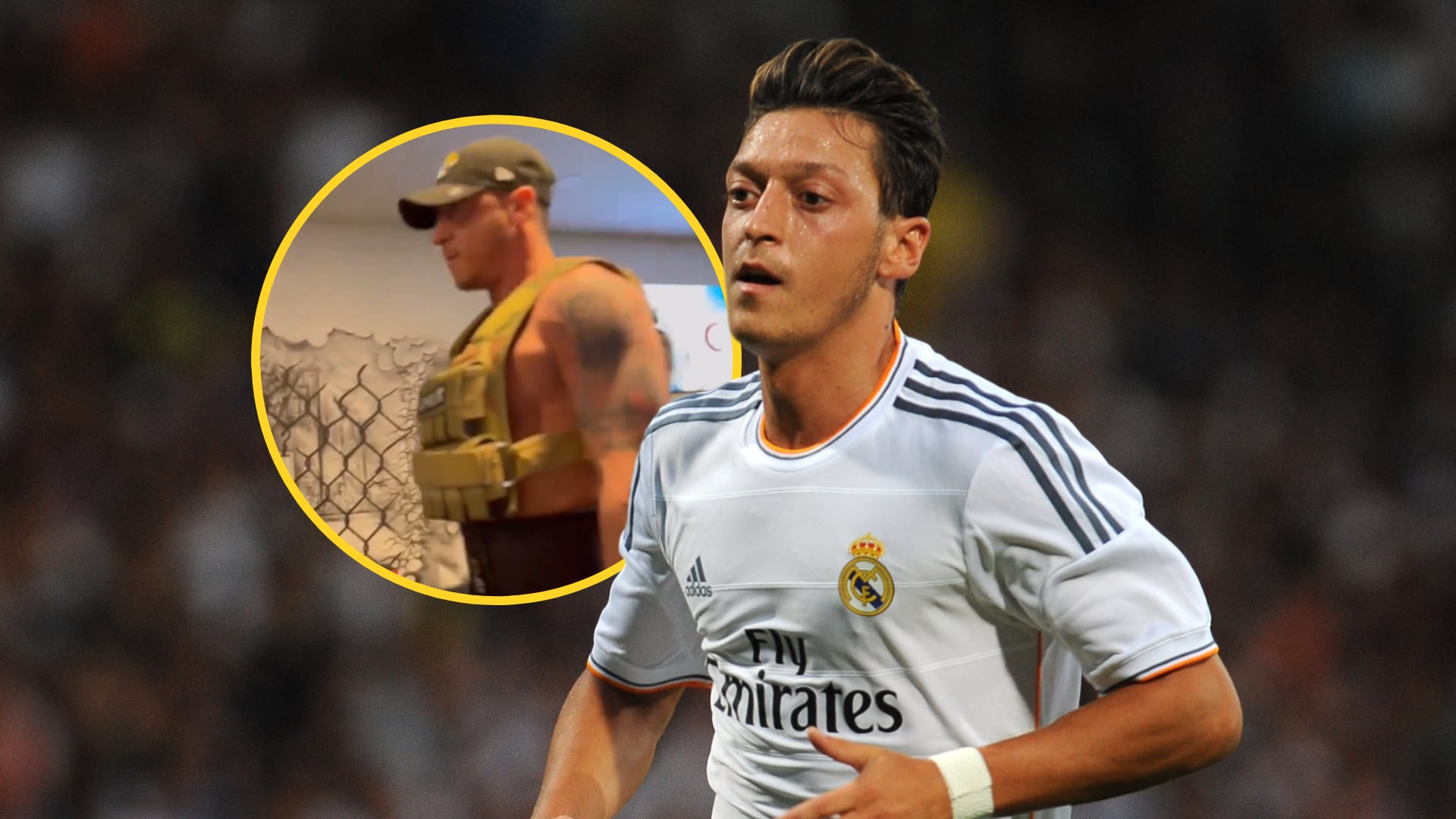 En un montaje, Mesut Ozil durante su etapa en el Real Madrid y su físico actual