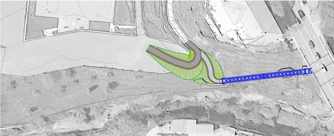 La pasarela conectará la zona deportiva de Santa Ana con la otra parte del río Riquer, por debajo del puente de María Cristina, en la zona de Cervantes.