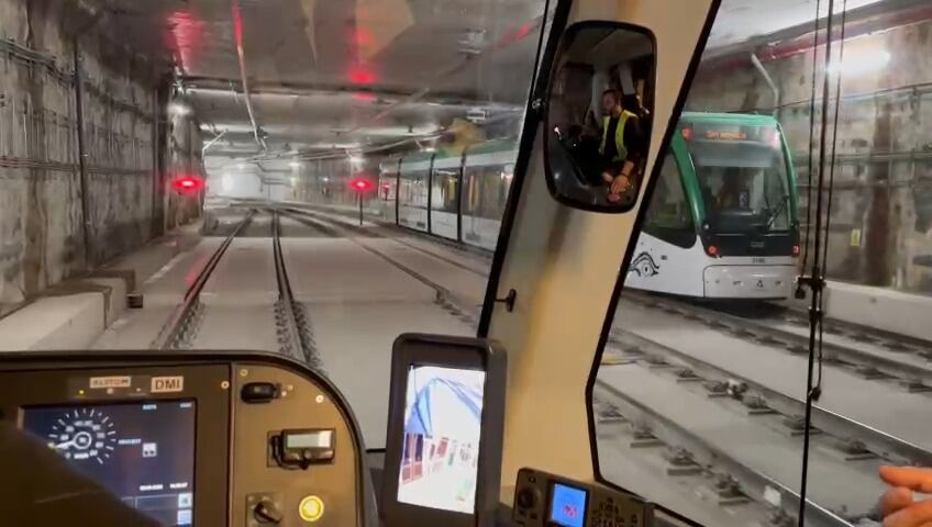 Un momento de las pruebas realizadas durante estos días en el metro al Centro de Málaga