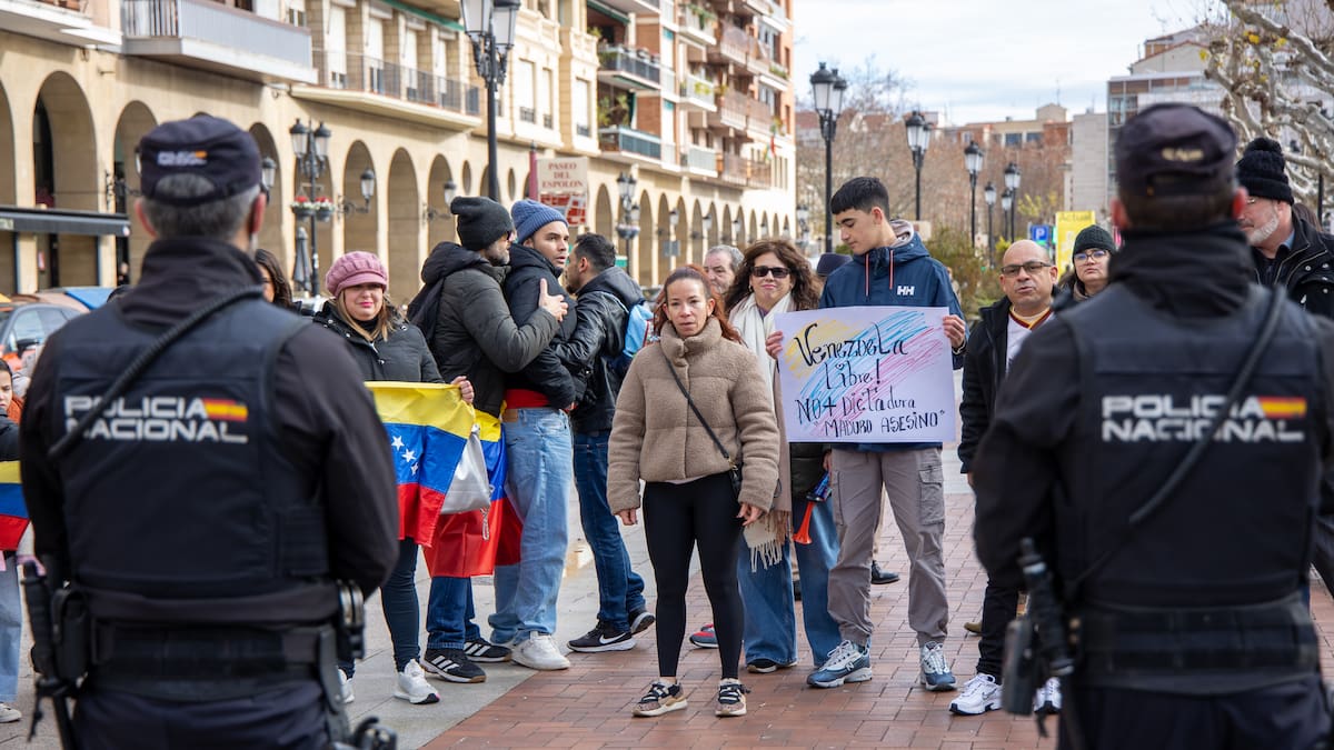Momentos de tensión en Logroño durante una concentración contra los ataques de Trump a Venezuela y detención de Maduro