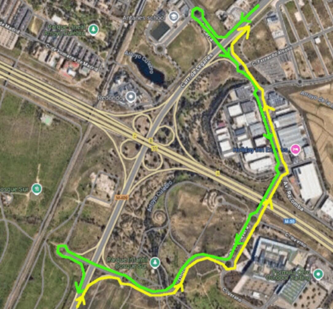 El itinerario alternativo a través de Bosquesur