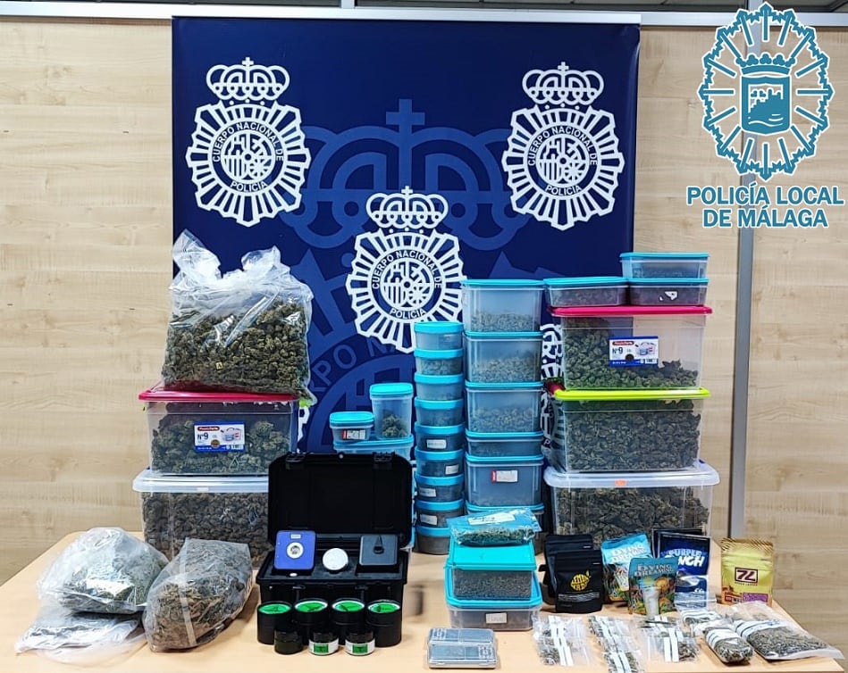 Parte del material incautado por la Policía Local de Málaga