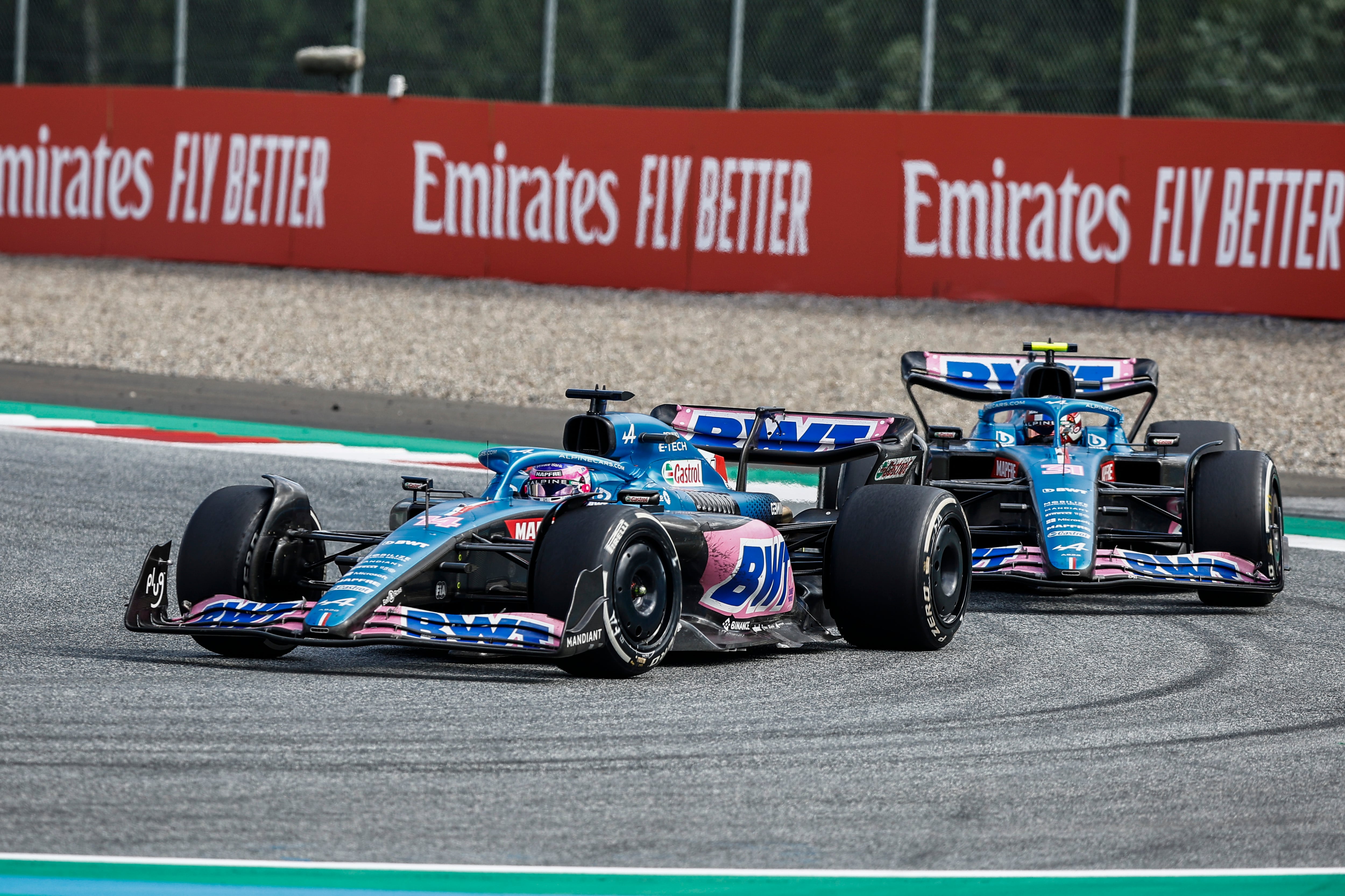 Fernando Alonso y Esteban Ocon en el GP de Austria