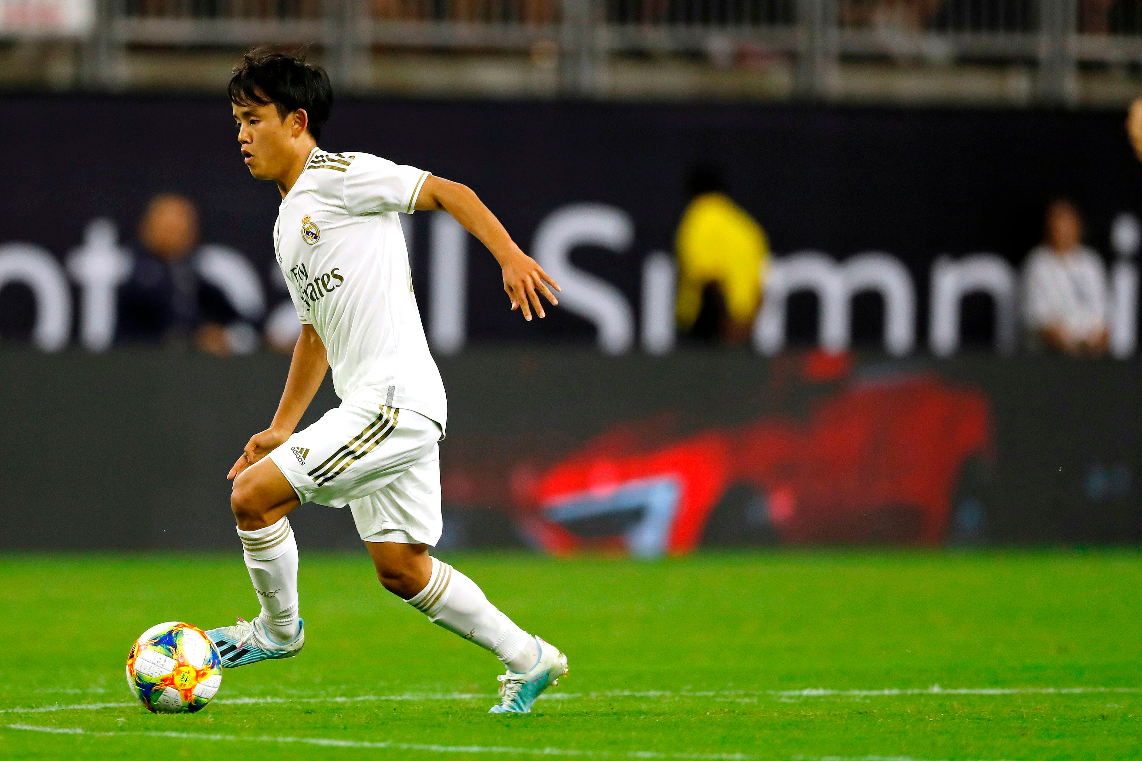 Take Kubo, durante un partido amistoso con el Real Madrid en 2019.