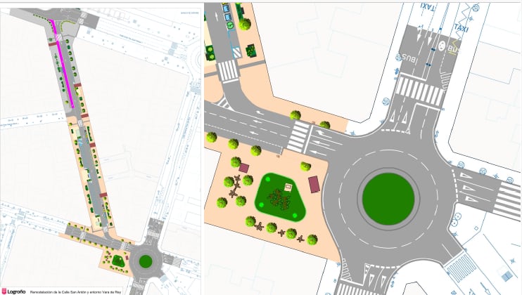 Proyecto de rotonda en Vara de Rey con Pérez Galdós en Logroño