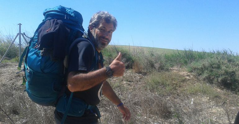 Albert Palacio en el recorregut lleidatà del Camí de Sant Jaume a Lleida. Avui l'etapa era d'entre Castellnou de Seana i Alcoletge i Lleida