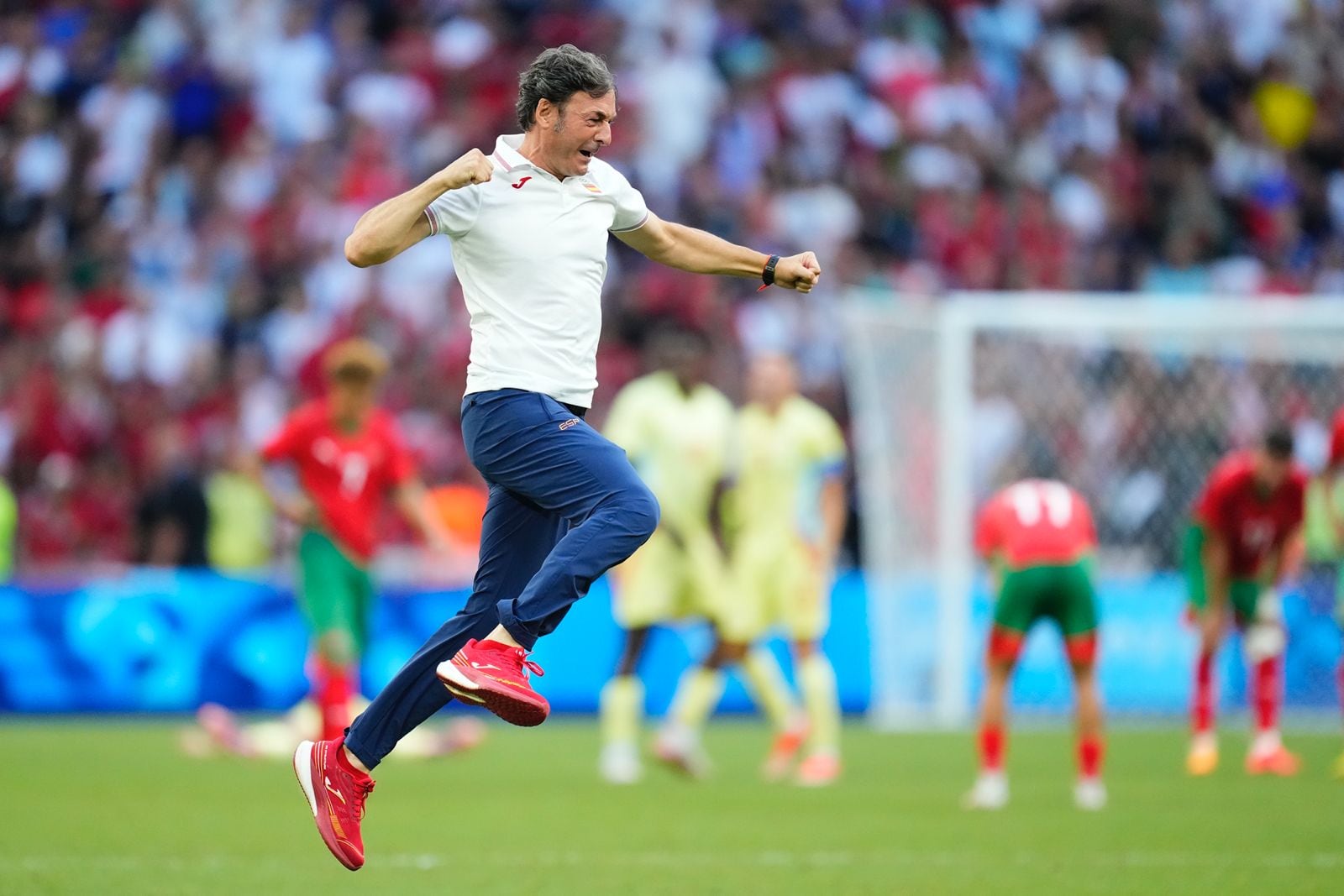 Santi Denia celebra el pase de la selección española a la final de los Juegos Olímpicos de París