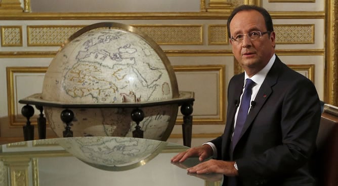 El presidente francés, François Hollande, en una entrevista en el canal de televisión &#039;TF1&#039;.