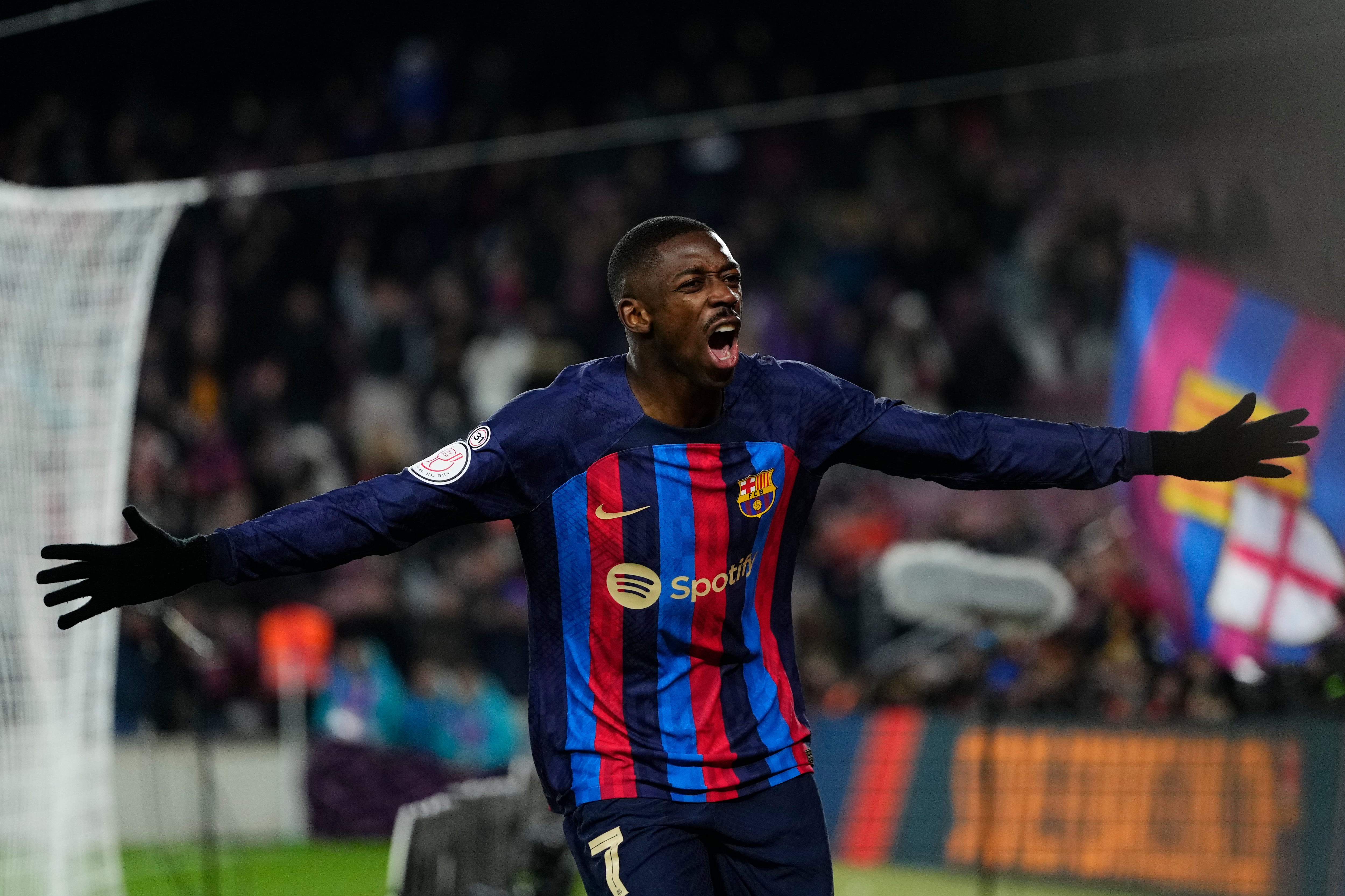 Ousmane Dembélé celebra su gol en Copa del Rey frente a la Real Sociedad