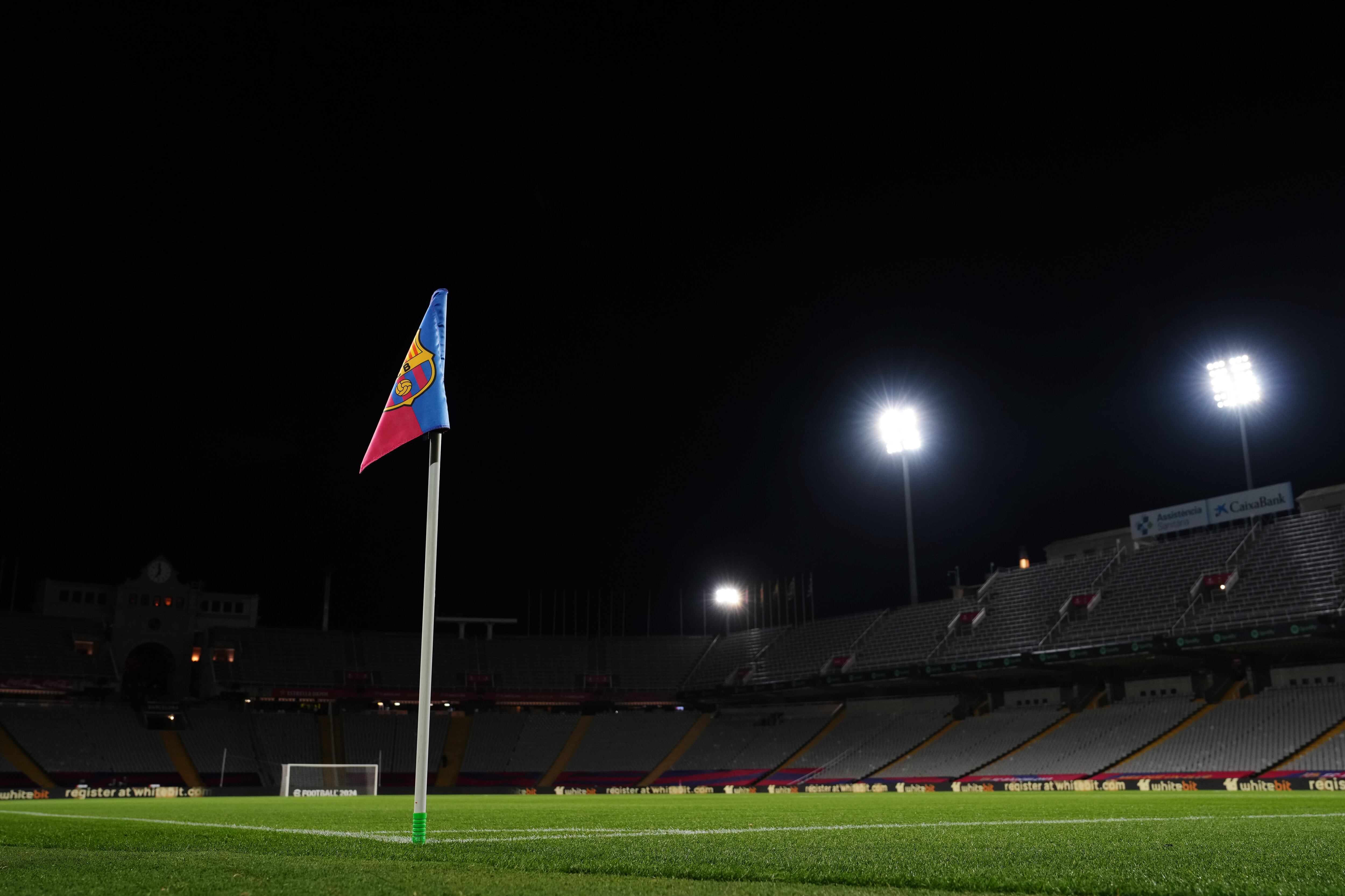 BARCELONA, SPAIN - DECEMBER 10: A general view inside the stadium ahead of the LaLiga EA Sports match between FC Barcelona and Girona FC at Estadi Olimpic Lluis Companys on December 10, 2023 in Barcelona, Spain. (Photo by Alex Caparros/Getty Images)