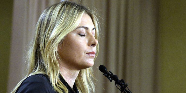 Sharapova, en el momento en el que confirma el positivo