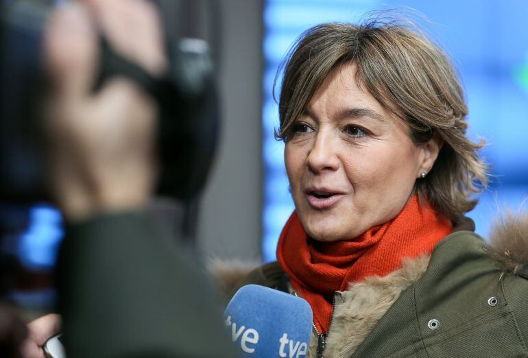 La ministra española de Agricultura y Pesca, Alimentación y Medio Ambiente, Isabel García Tejerina, se dirige a medios de comunicación a su llegada al Consejo de Ministros de Agricultura y Pesca de la Unión Europea en Bruselas (Bélgica) hoy, 29 de enero d