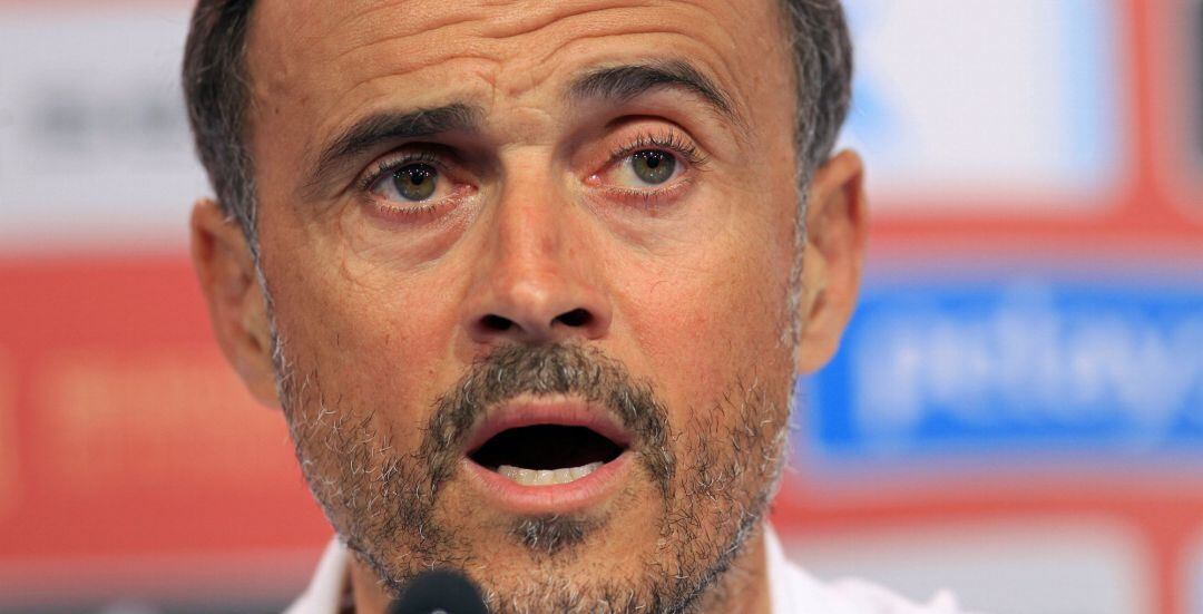 Luis Enrique, durante la rueda de prensa de este miércoles