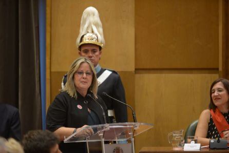 María José Rivas, presidenta de AMAC Gema, durante su discurso