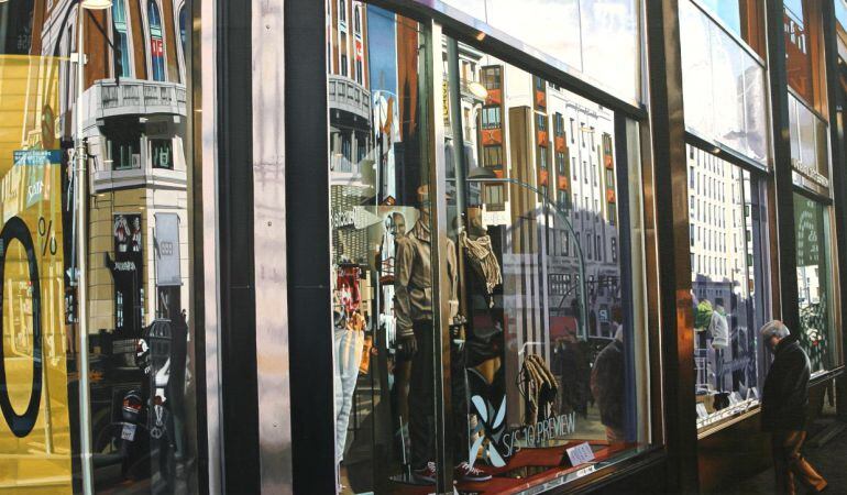 'United Colors of Benetton en Gran Vía', óleo de José Miguel Palacio