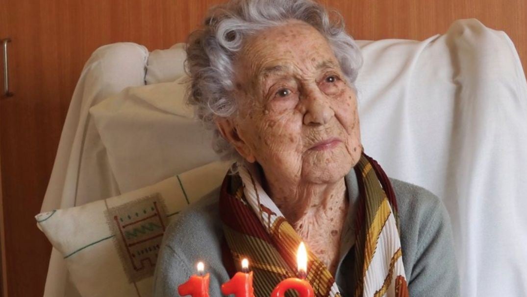 Maria Branyas en la celebración de su 113 cumpleaños el pasado 4 de marzo de 2021